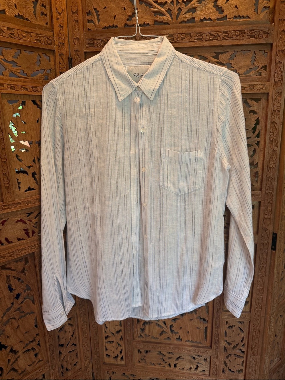 Rails Women’s Light Blue & White Striped Button-Down Shirt
